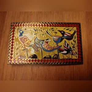 Cloisonne and Metal Belt buckle Made in India Vintage